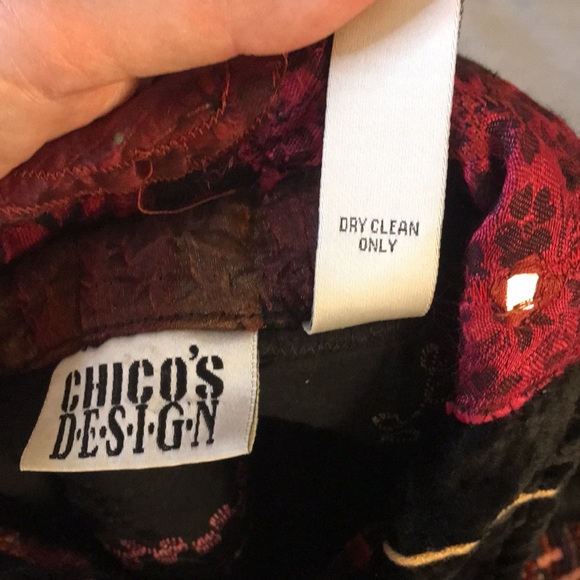 CHICO’S shacket embroidered silk blend fabric top womens quilted design size 12 - Picture 9 of 16